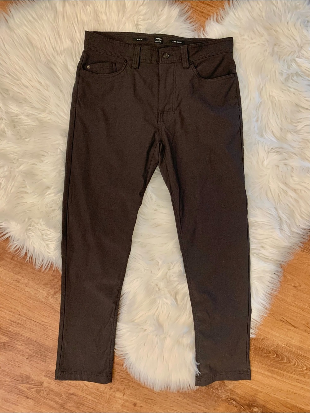 PrAna Brion Slim Pant ll Mens 33/29 Dark Iron Charcoal Gray Hiking Oudoors Nylon - Picture 3 of 15
